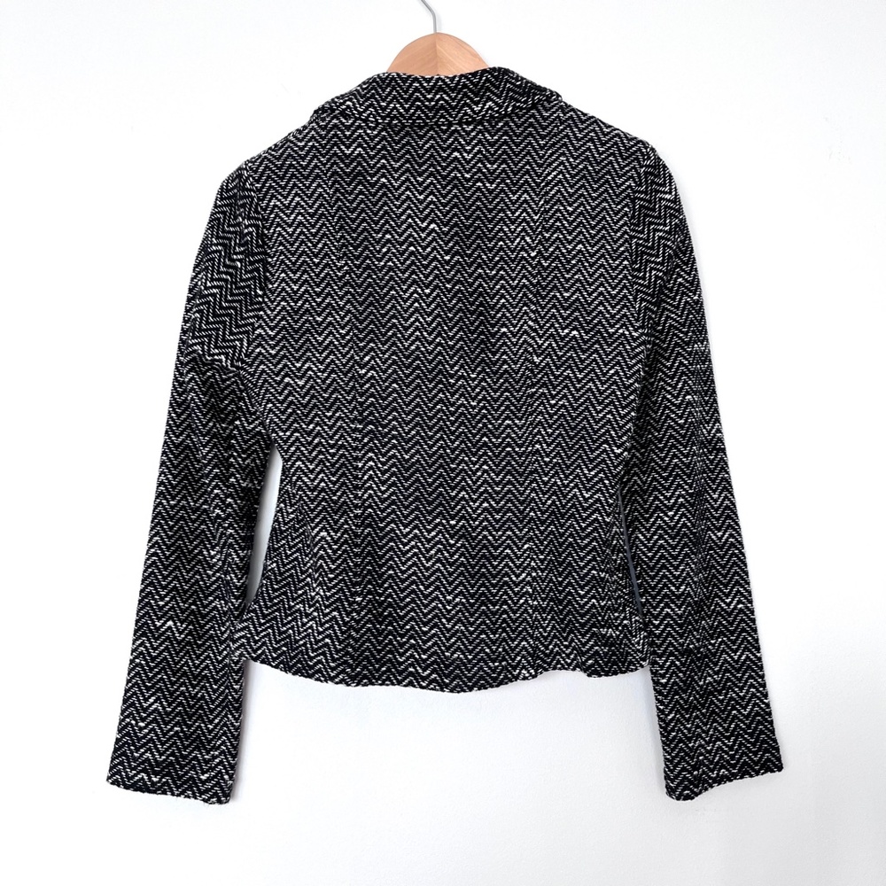 Lucky Brand Black Herringbone Tweed Moto Sweater Jacket - Picture 5 of 8